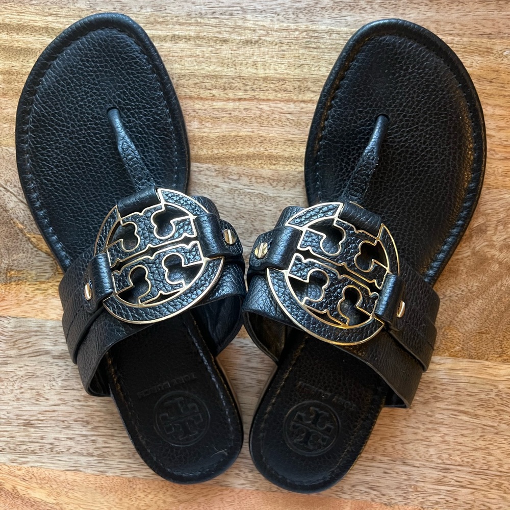 Tory Burch Black & Gold Sandals